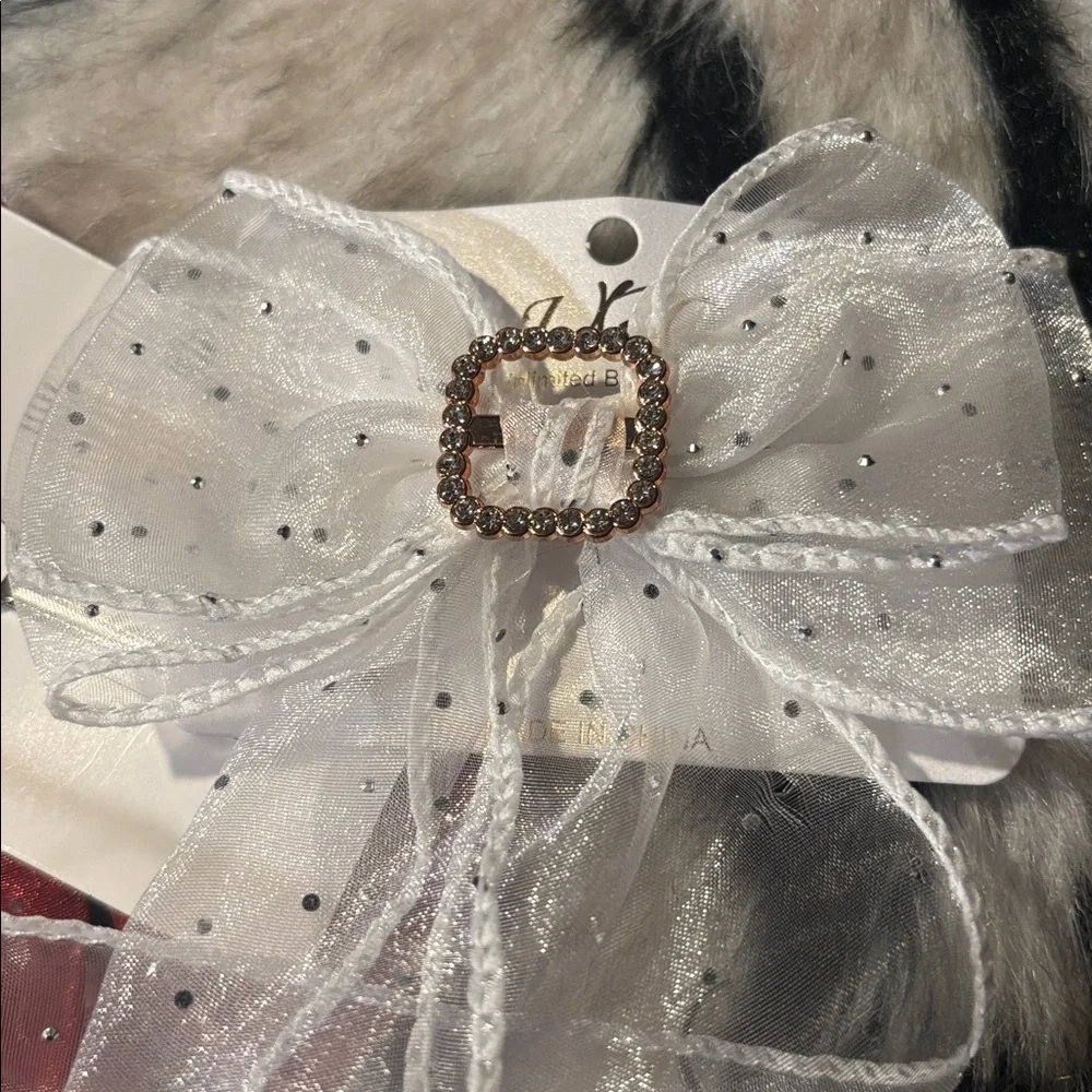 Elegant Red and White Bow Hair Clips